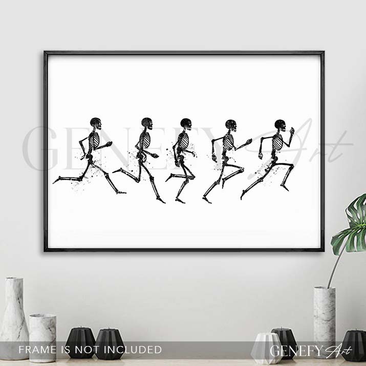 Running Phases Black and White Watercolour Art Print