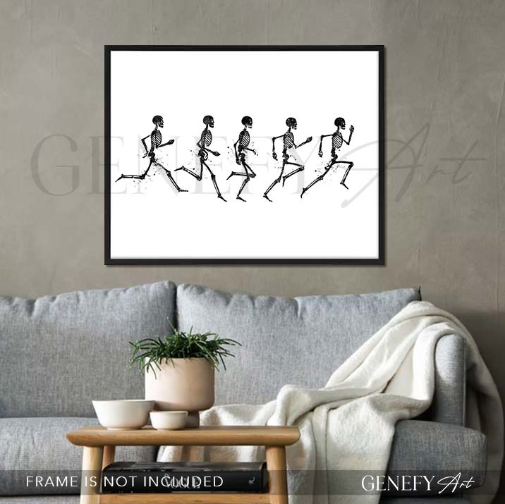 Running Phases Black and White Watercolour Art Print