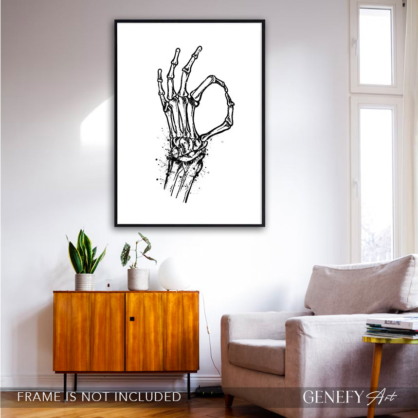 hand skeleton anatomy print
