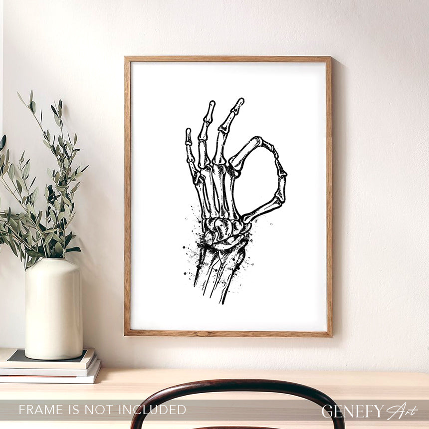 hand skeleton anatomy print