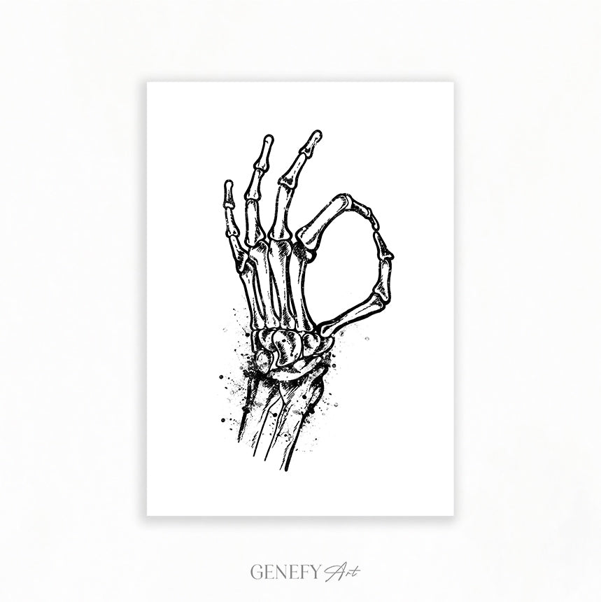 hand skeleton anatomy print