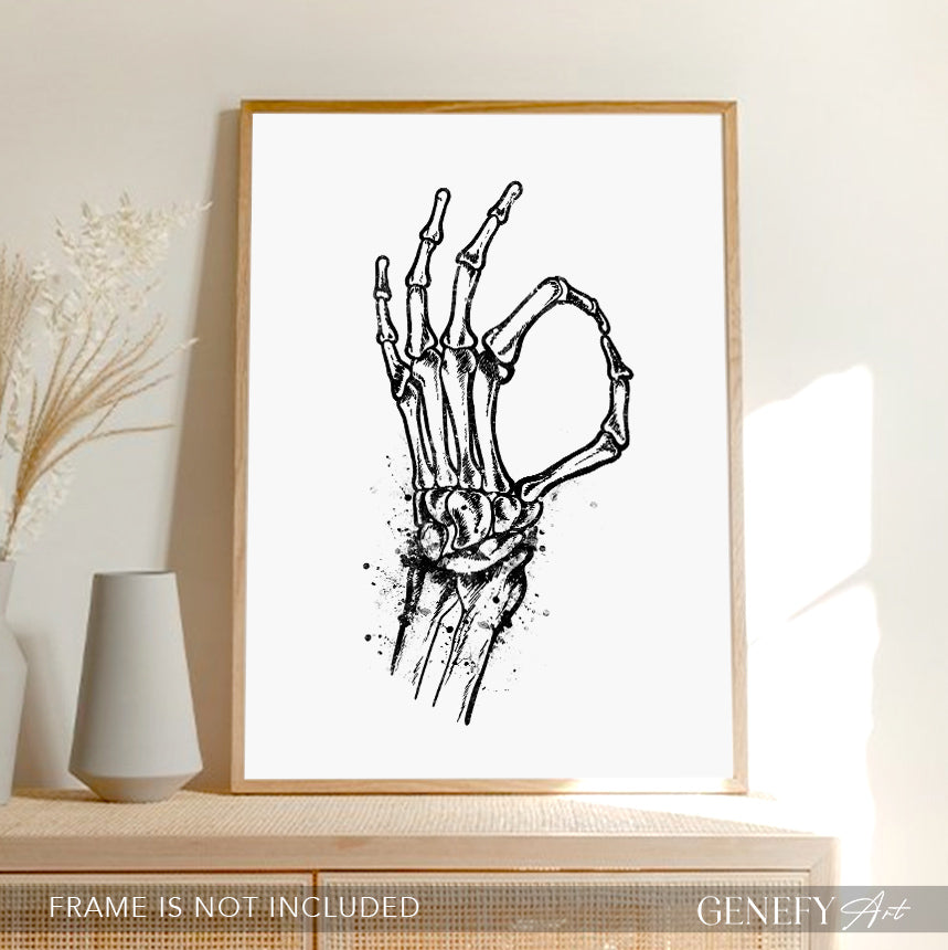 hand skeleton anatomy print