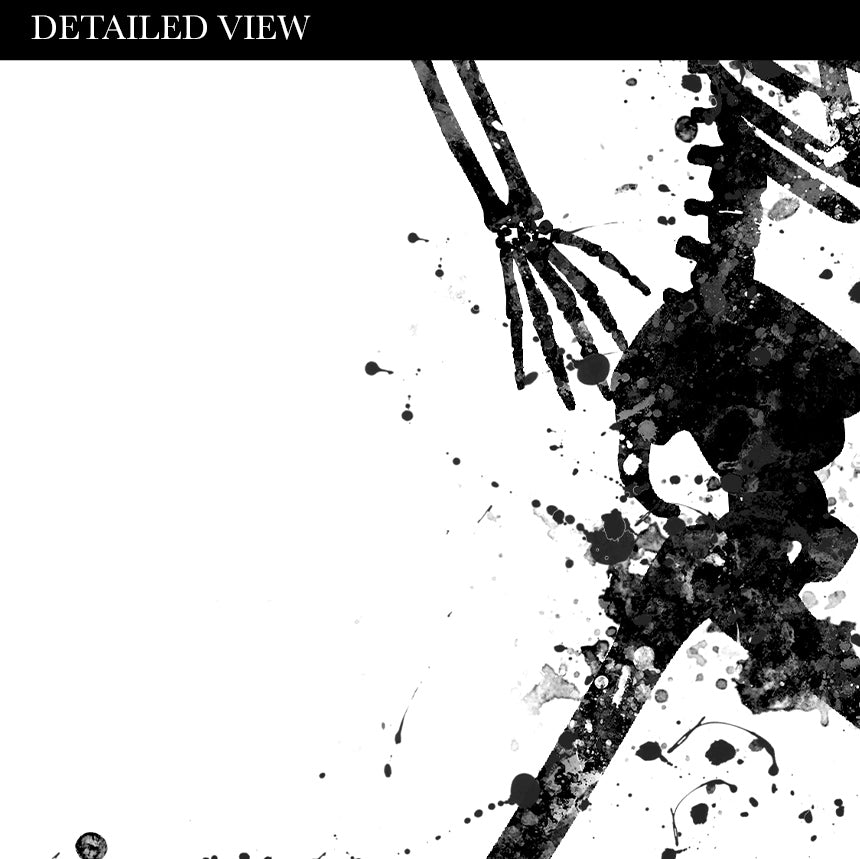 Skeleton Running Black and White Art Print