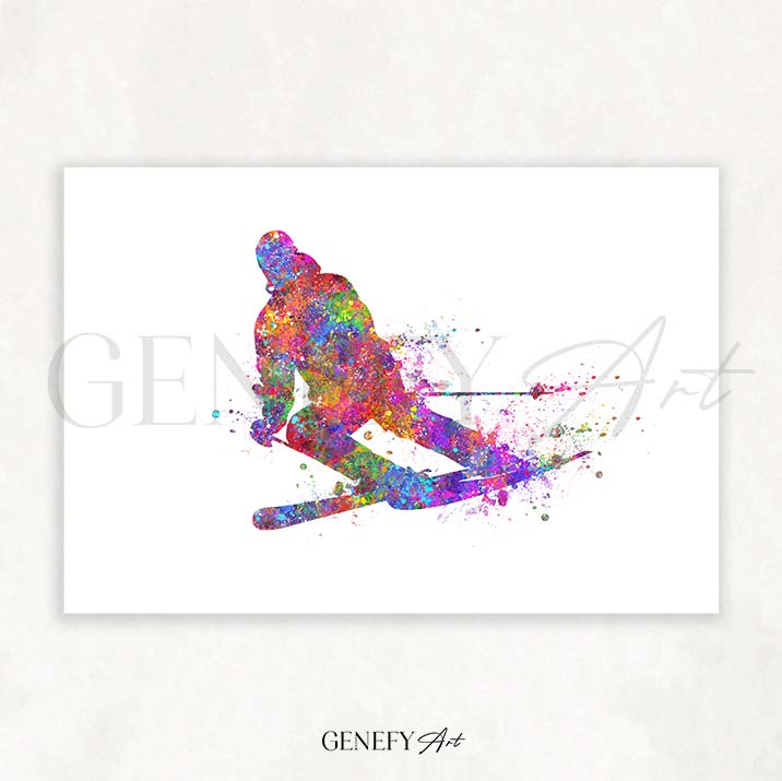 Ski Watercolour Print - Genefy Art