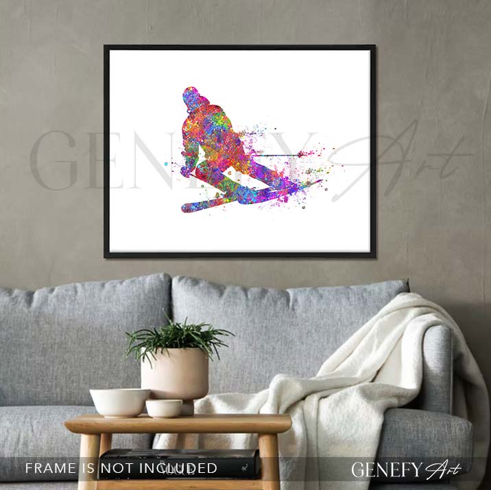 Ski Watercolour Print - Genefy Art