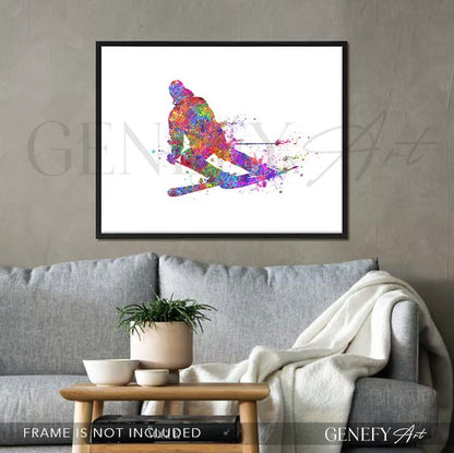 Ski Watercolour Print - Genefy Art