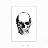 Skull Black and White Watercolour Art Print