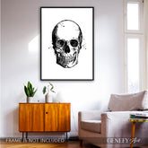 Skull Black and White Watercolour Art Print