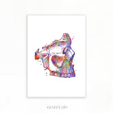 Human Skull Watercolour Art Print