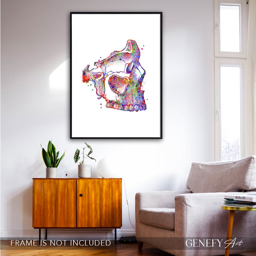 Human Skull Watercolour Art Print