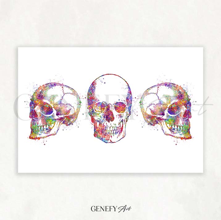 Skull Watercolour Art Print