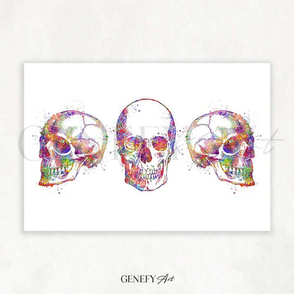 Skull Watercolour Art Print