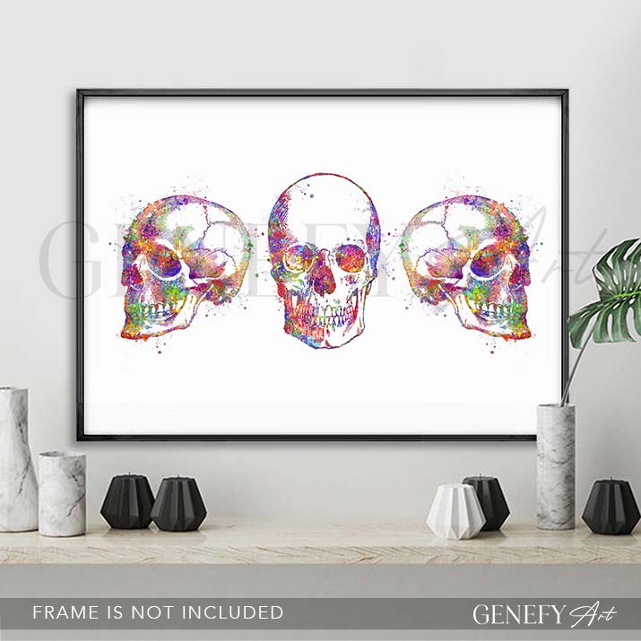 Skull Watercolour Art Print