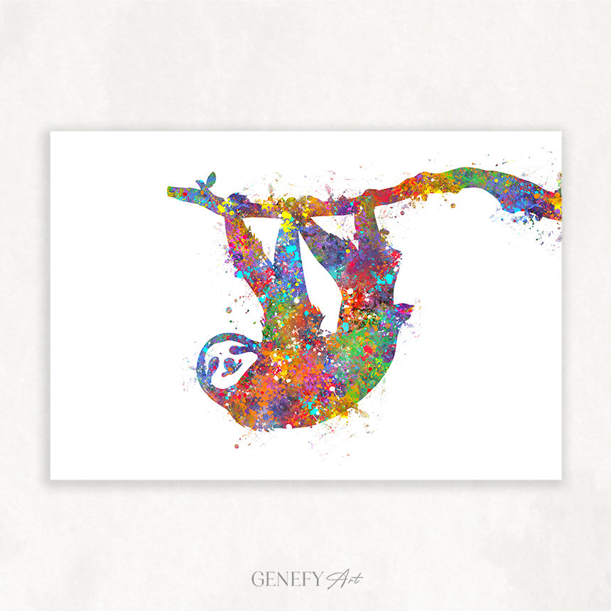 Sloth Watercolour Art - Genefy Art