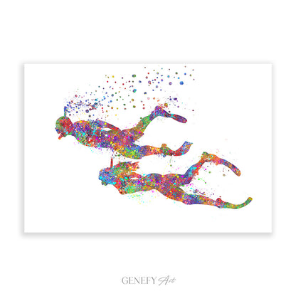 Couple Snorkeling Art Print