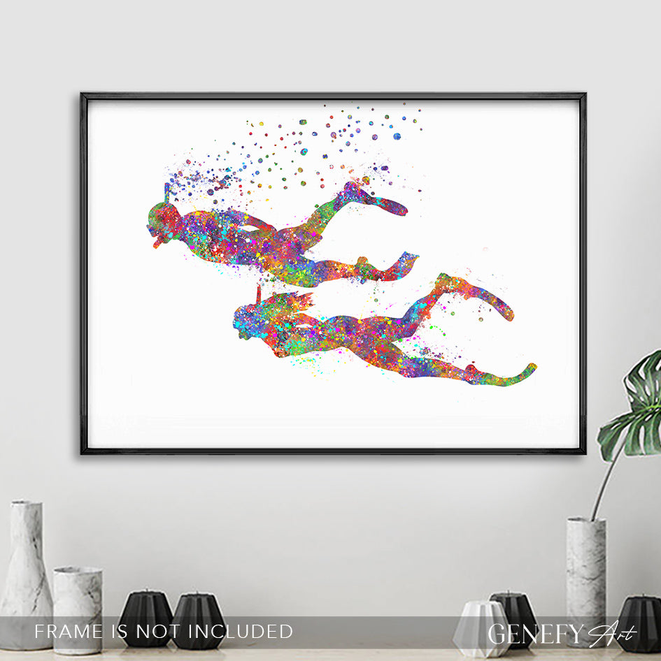 Couple Snorkeling Art Print