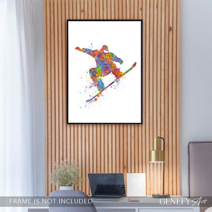 Snowboarding Watercolour Art Print