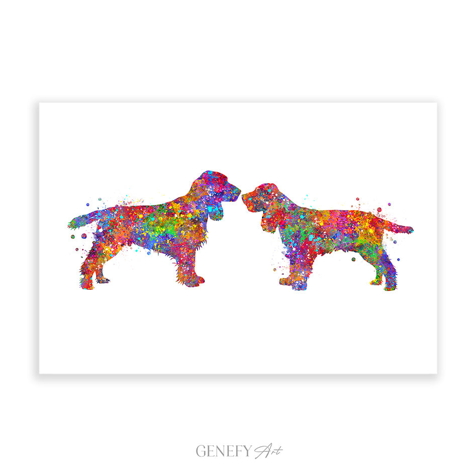 Spaniel Dog Watercolour Art Print