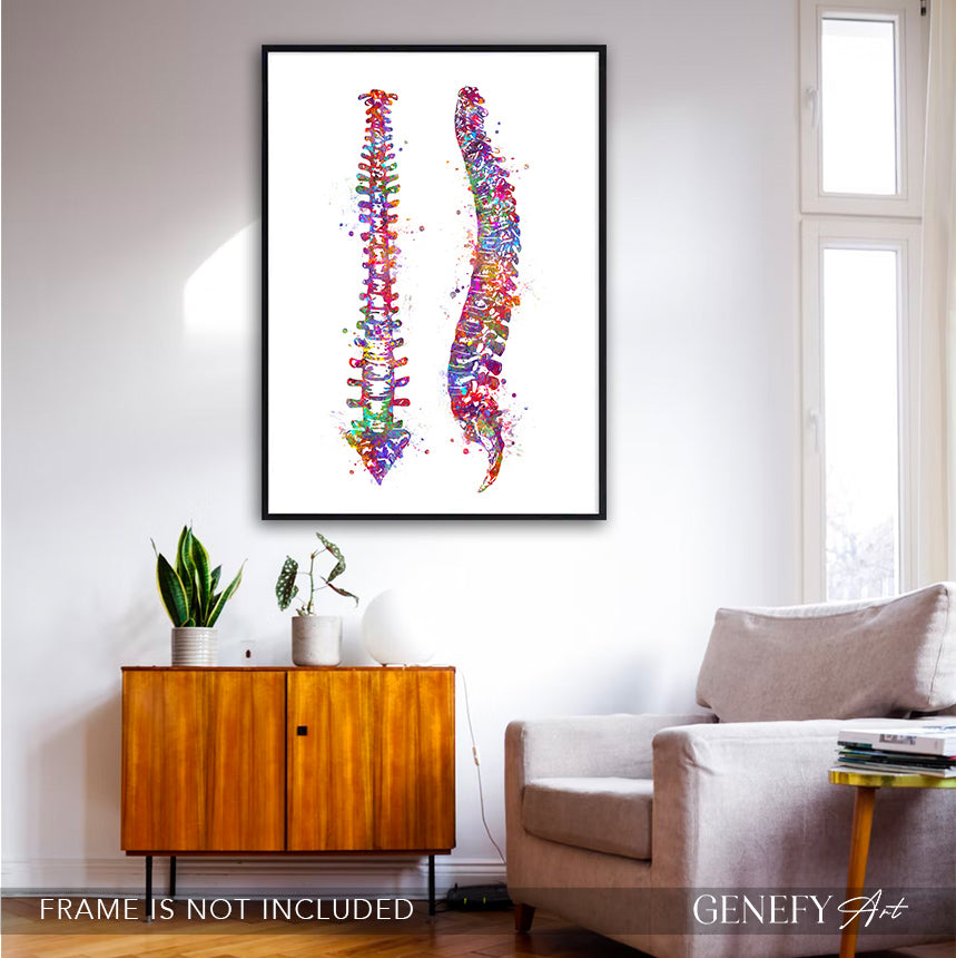 Vertebrae Spinal Cord Watercolour Print - Genefy Art