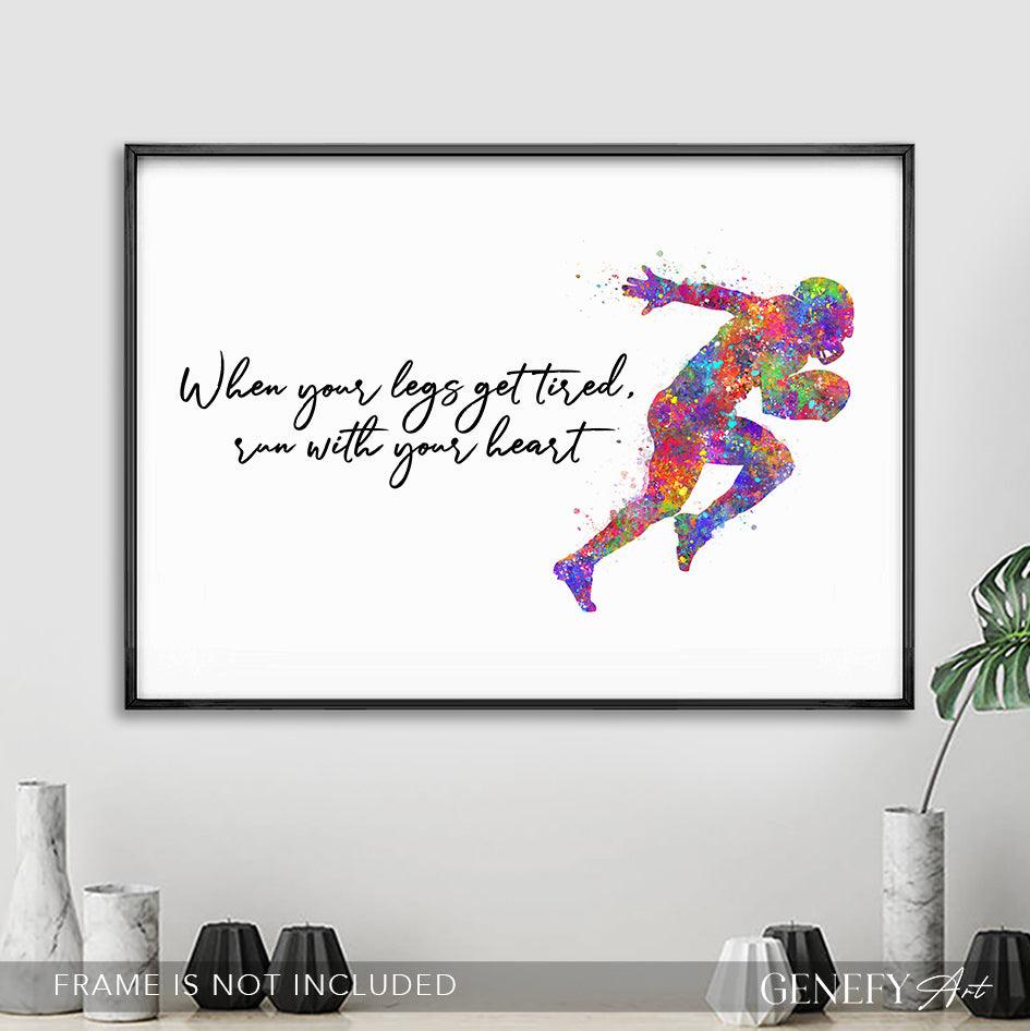 American Football Motivational Quote Watercolour Print - Genefy Art