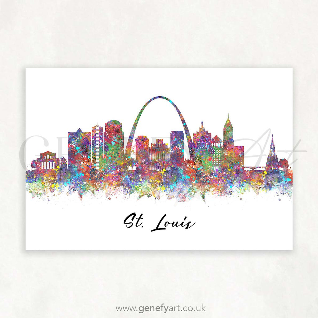 St.Louis Skyline Watercolour Print - Genefy Art