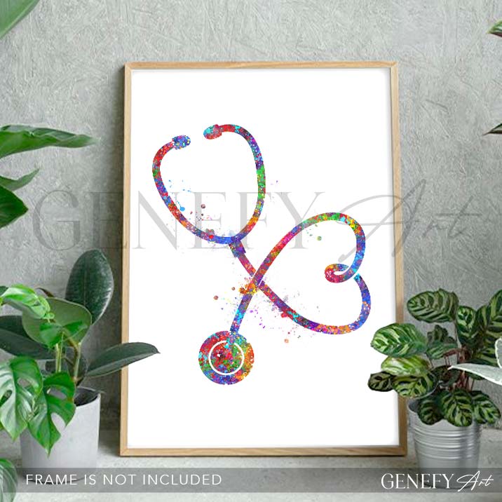 Stethoscope Watercolour Art Print - Genefy Art
