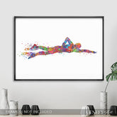 Swimming Watercolour Art Print - Genefy Art