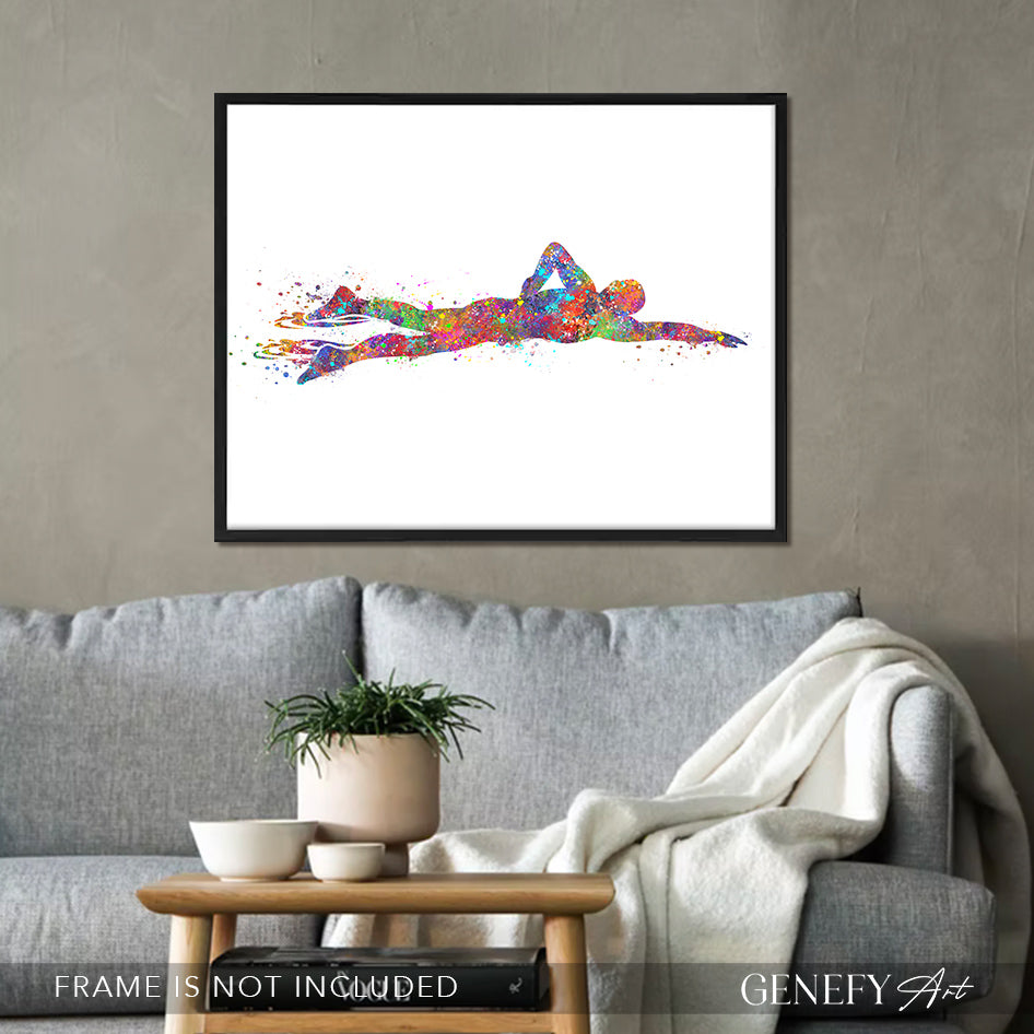 Swimming Watercolour Art Print - Genefy Art