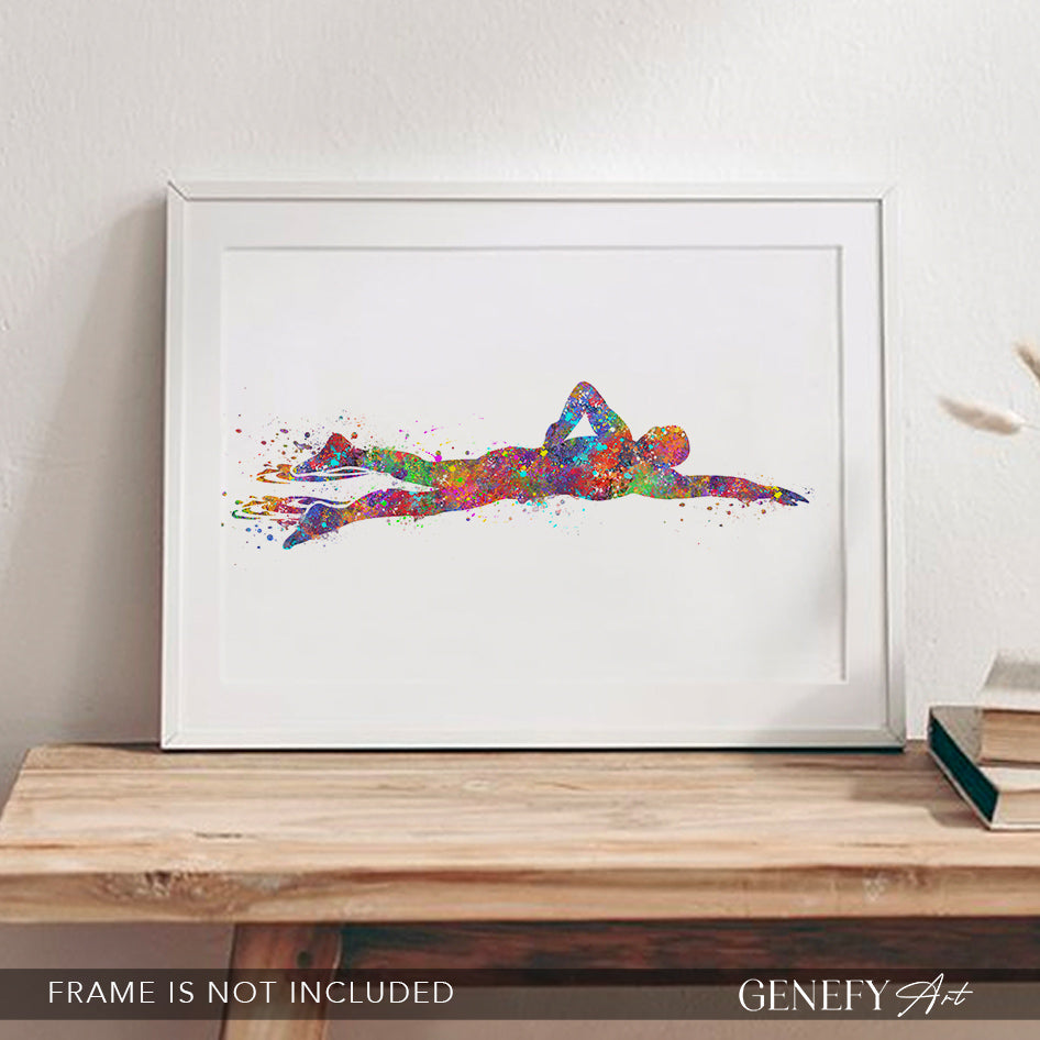 Swimming Watercolour Art Print - Genefy Art