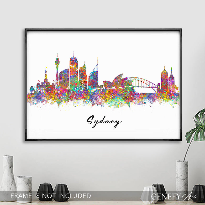 Sydney Skyline Watercolour Print - Genefy Art