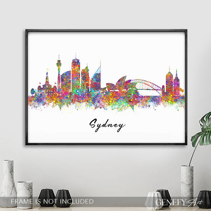 Sydney Skyline Watercolour Print - Genefy Art