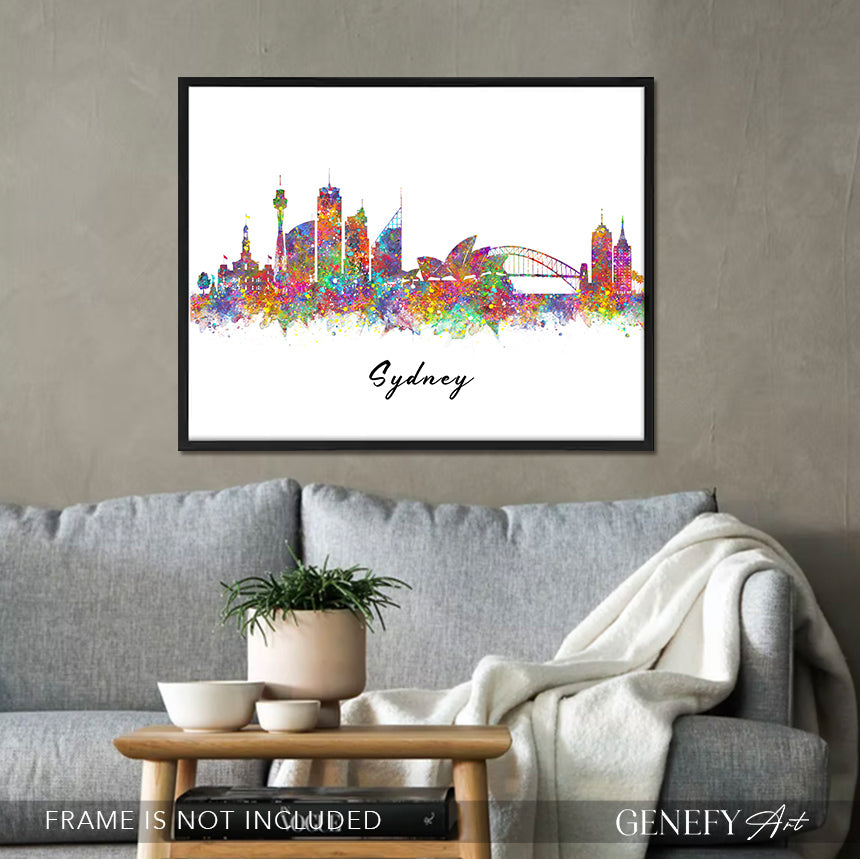 Sydney Skyline Watercolour Print - Genefy Art