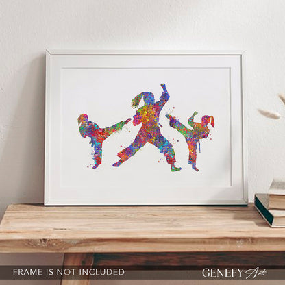 Taekwondo Mother and Daughters Watercolour Print