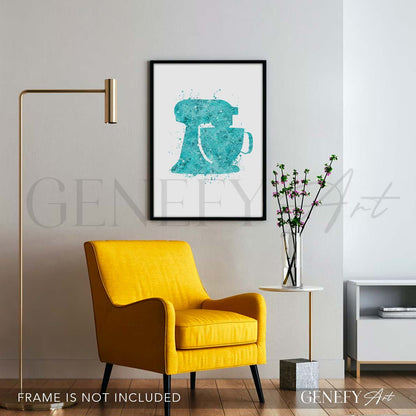 Teal Food Mixer Watercolour Print