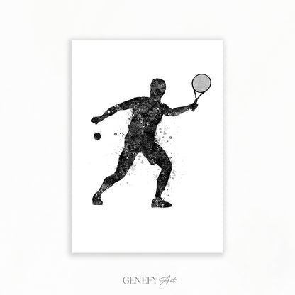 Tennis Player Black and White Art Print