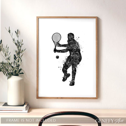 Tennis Player Black and White Art Print