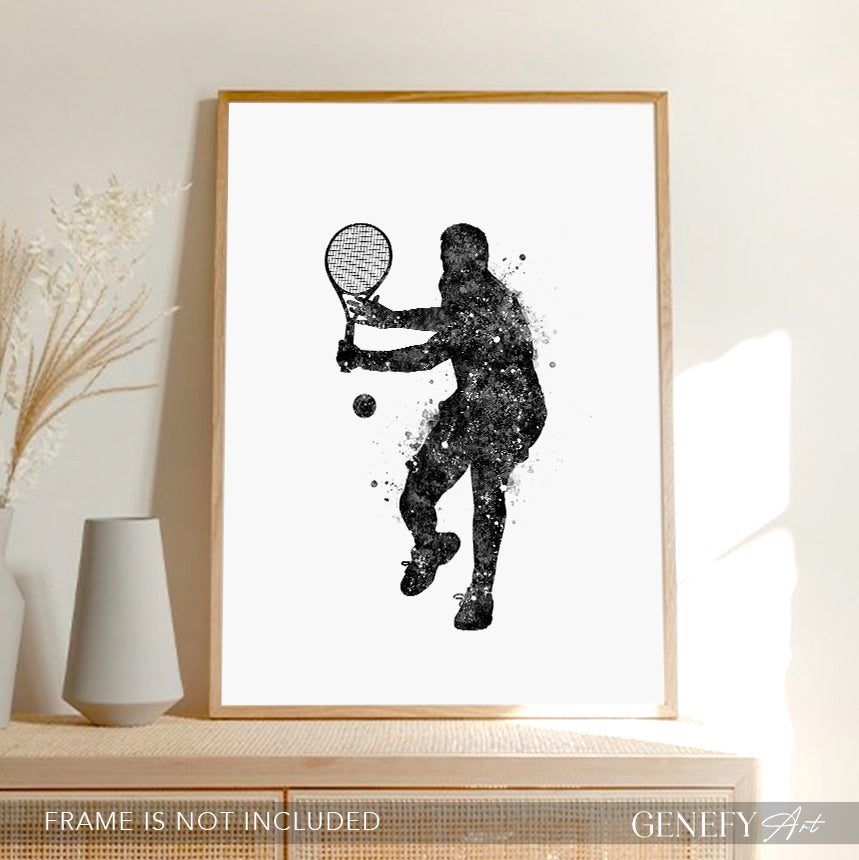 Tennis Player Black and White Art Print