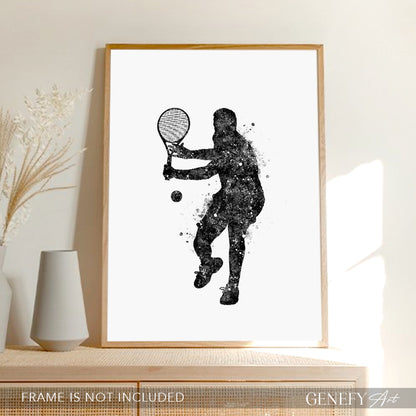 Tennis Player Black and White Art Print