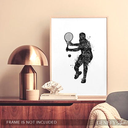 Tennis Player Black and White Art Print