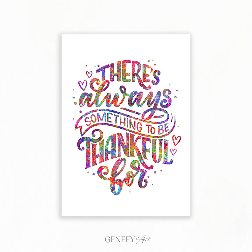 Be Thankful and Kind Motivational Quote Watercolour Print