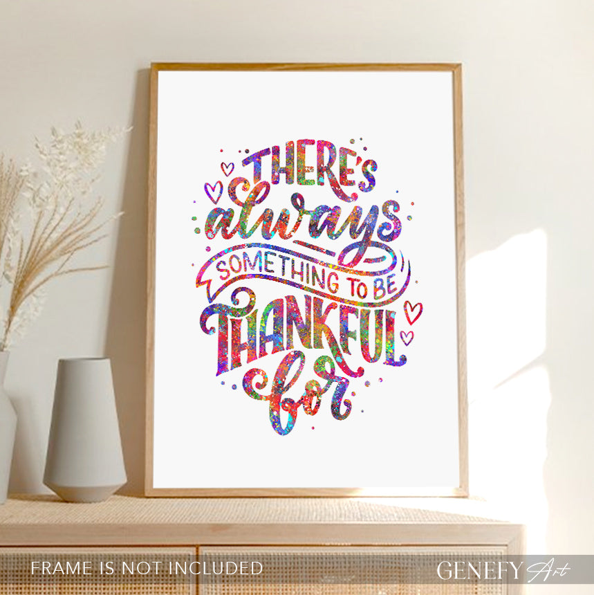 Be Thankful and Kind Motivational Quote Watercolour Print