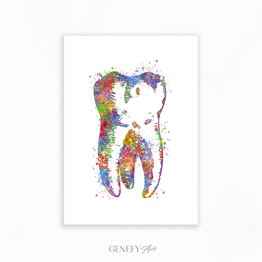 Tooth Watercolour Art Print - Genefy Art