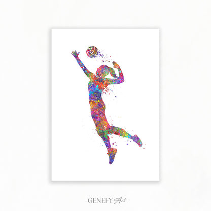 Volleyball Art - Girl Playing Volleyball