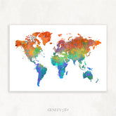 World Map Watercolour Print - Genefy Art