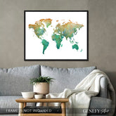 World Map Watercolour Print - Genefy Art
