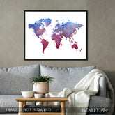 World Map Watercolour Print - Genefy Art