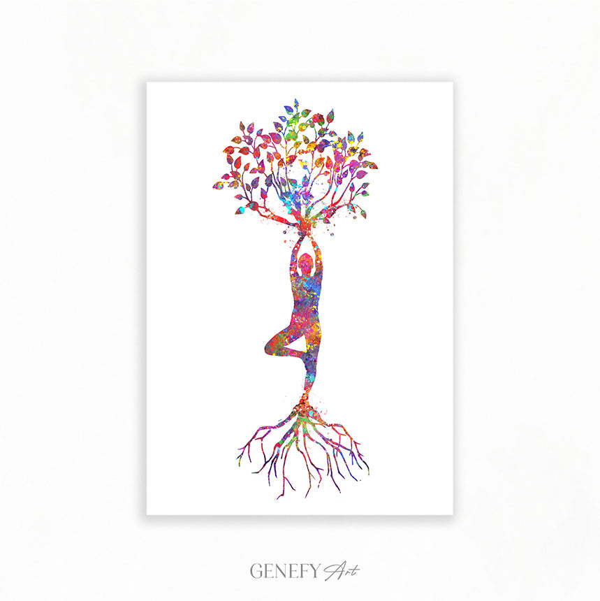 Yoga Tree Watercolour Art Print