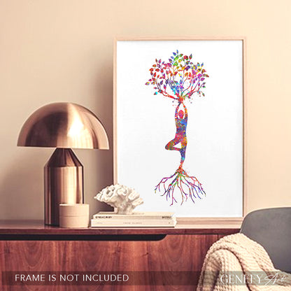 Yoga Tree Watercolour Art Print