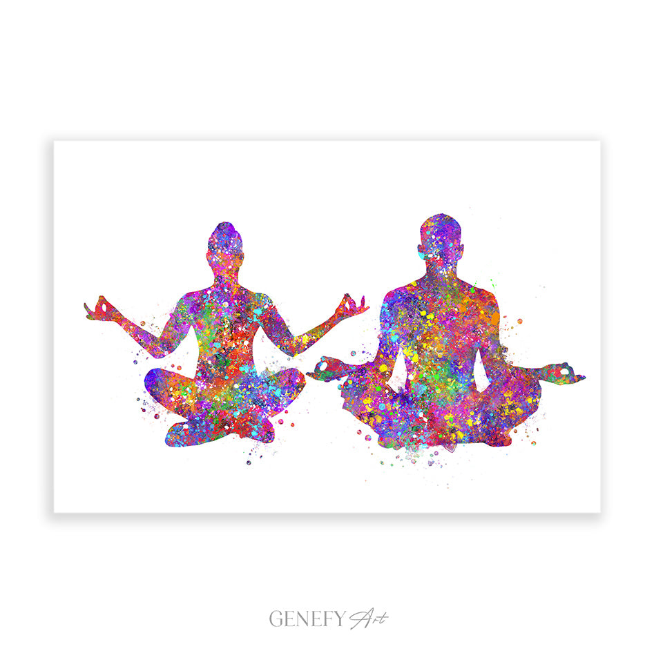 Yoga Couple Watercolour Print