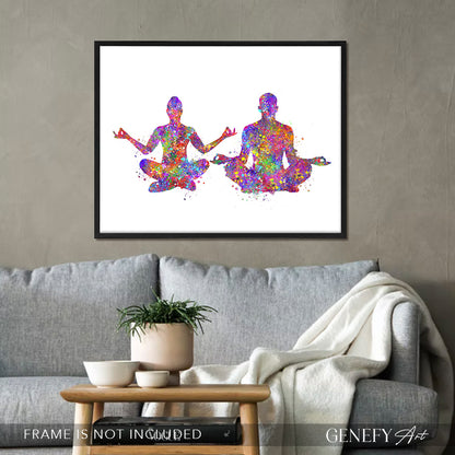 Yoga Couple Watercolour Print